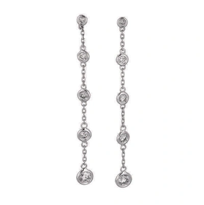 Pre-owned Morris 1.00 Ct Natural Diamond Bezel Drop Earrings Si 14k White Gold