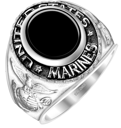 Pre-owned Us Jewels Men's 14k Or 10k Yellow Or White Gold Us Marine Corps Military Solid Back Ring