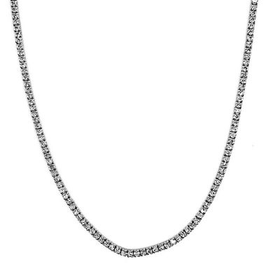 Pre-owned Morris &amp; David 3.00 Carat Natural Diamond Tennis Necklace Si 14k White Gold 16 Inch