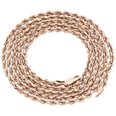 Pre-owned Jfl Diamonds & Timepieces 10k Rose Gold Diamond Cut Solid Rope Chain 5mm Twist Shiny Necklace 22 - 30 Inch