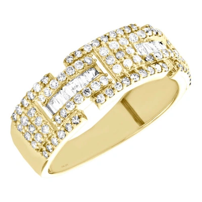 Pre-owned Jfl Diamonds & Timepieces 10k Yellow Gold Round & Baguette Diamond Statement Wedding Band 8mm Ring 1.10 Ct In White