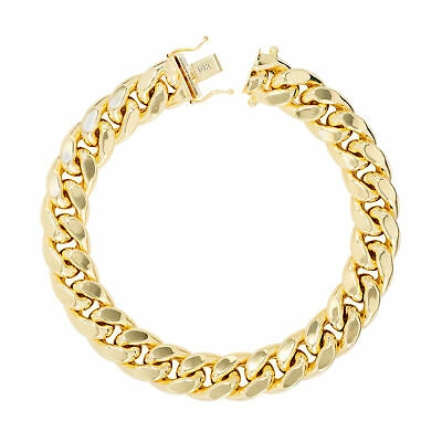 Pre-owned Nuragold 10k Yellow Gold 13mm Mens Miami Cuban Link Italian Chain Bracelet Box Clasp 9"