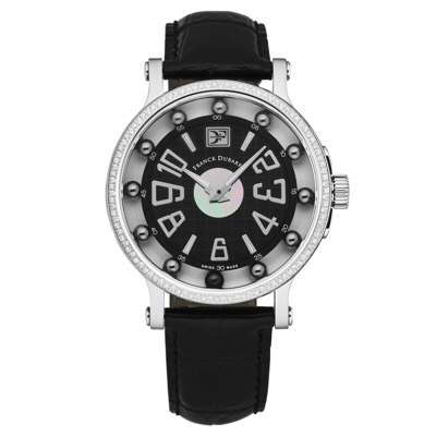 Pre-owned Franck Dubarry Women 'crazy Balls' Black Dial Black Leather Strap Swiss Cb-03-07