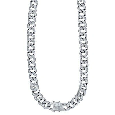 Pre-owned Jewelry Hiphop Mens Cuban Choker Lab Diamond 18 Mm Chain White Gold Finish Necklace 24" 30"