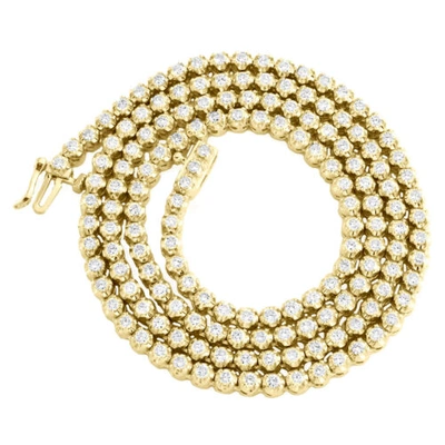 Pre-owned Jfl Diamonds & Timepieces 10k Yellow Gold Diamond Tennis 3.50mm Chain 22" Martini Set Necklace 7.25 Ct In White