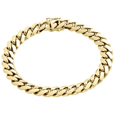 Pre-owned Jfl Diamonds & Timepieces Mens Genuine 10k Yellow Gold 11mm Solid Miami Cuban Link Bracelet Box Clasp 9"