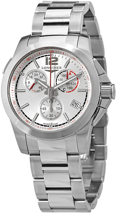 Pre-owned Longines Conquest Chronograph Jumping 41 Stainless Steel Mens Watch L37014766