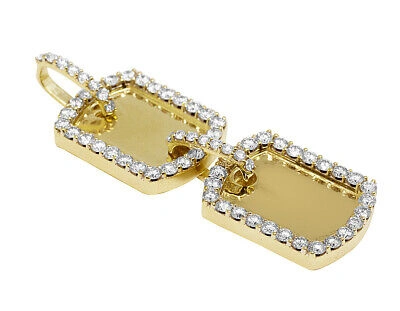 Pre-owned Jewelry Unlimited Double Dog-tag Egl Certified Vvs 12ct Real Diamond Pendant 10k 2.5" In I-j