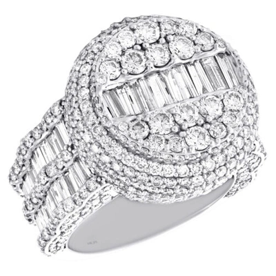 Pre-owned Jfl Diamonds & Timepieces 10k White Gold Round & Baguette Daimond 21mm Circle Statement Pinky Ring 6.85 Ct