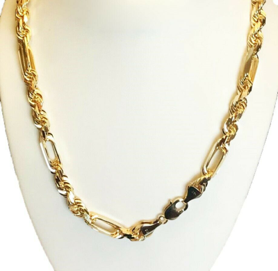Pre-owned Gd Diamond 136.60 Gm 14k Yellow Solid Gold Men's Figarope Milano Chain Necklace 26" 8.00 Mm