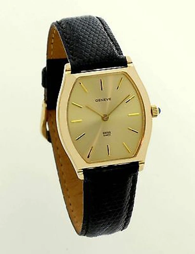 Pre-owned Geneve Men's Watch 14k Gold Watch In Sandy Brown