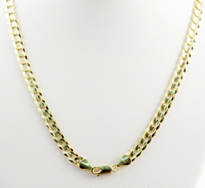 Pre-owned Gd Diamond 5.90mm 20" 20.50gm 14k Gold Solid Yellow Men's Flat Cuban Necklace Chain Polish