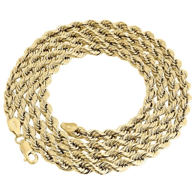 Pre-owned Jfl Diamonds & Timepieces Real 10k Yellow Gold Solid Rope Chain 5mm Shiny Twist Necklace 20-30 Inches