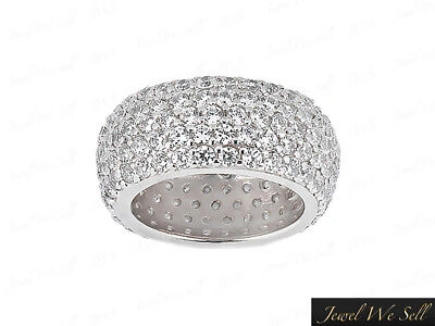 Pre-owned Jewelwesell 4.45ct Round Diamond Wide Pave Wedding Eternity Band Ring 14k White Gold Si1 In I