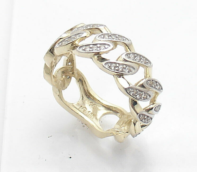 Pre-owned Bestgoldshop Size 10 Mens Iced Out Cz Miami Cuban Curb Band Ring Real Solid 10k Yellow Gold