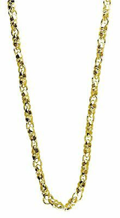 Pre-owned Bullet Mens Or Ladies Mini Size Link Twisted  14k Yellow Gold Chain, 22"