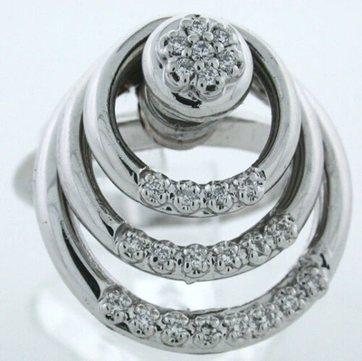 Pre-owned Gems4me Tri Level Rounded Circle Motion Ring - Fl806 In White/colorless