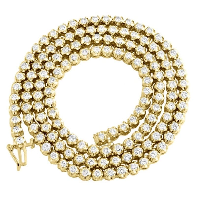 Pre-owned Jfl Diamonds & Timepieces 10k Yellow Gold Round Diamond Tennis Chain 4mm Martini Set 22" Necklace 10.25 Ct In White