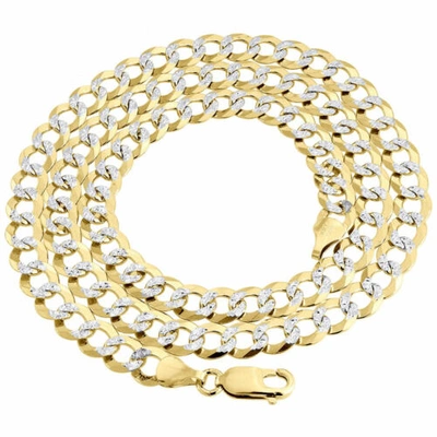 Pre-owned Jfl Diamonds & Timepieces Real 10k Yellow Gold Solid Diamond Cut Cuban Link Chain 7.25mm Necklace 20 - 30"