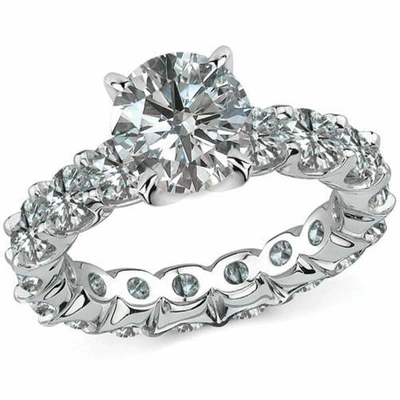 Pre-owned Limor 3 Carat G-h Diamond Full Eternity U Band Anniversary Bridal Ring 14k White Gold