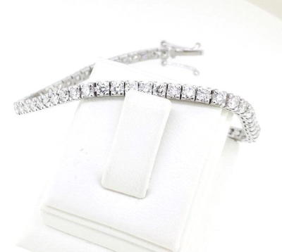 Pre-owned Kgm Diamonds Diamond Tennis Bracelet 4 Ct Natural White Gold 14k Bridal Engagement Birthday In White/colorless