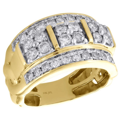 Pre-owned Jfl Diamonds & Timepieces 10k Yellow Gold Round Diamond Domed Mens Statement Pinky Ring Wedding Band 2 Ct. In White