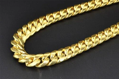 Pre-owned Jfl Diamonds & Timepieces 10k Yellow Gold Miami Cuban Semi Hollow 11mm Wide Chain 36" Necklace