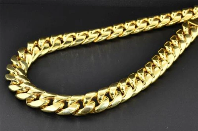 Pre-owned Jfl Diamonds & Timepieces 10k Yellow Gold Miami Cuban Semi Hollow 12.50mm Wide Chain 34" Necklace