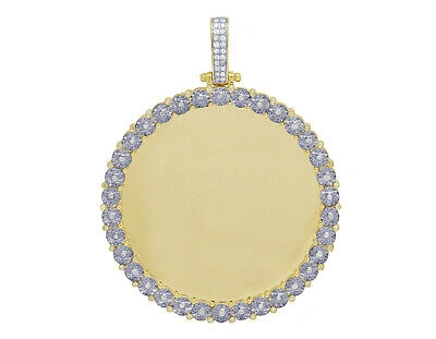 Pre-owned Jewelry Unlimited 10k Yellow Gold Real Diamond Fanook Memory Photo Pendant 2/3 Ct 2.6"