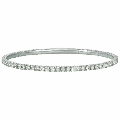 Pre-owned Morris 2.00 Carat Natural Diamond Flexible Bracelet Si 14k White Gold