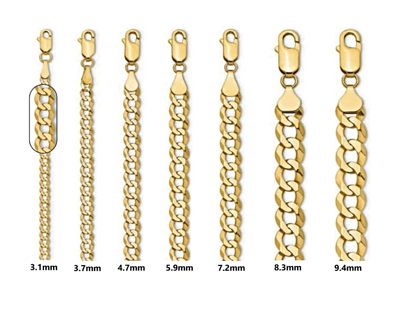 Pre-owned Roy Rose Jewelry Flat Cuban Link Light Weight Chain Necklace 14k Yellow Gold - 3mm, 3.7mm, 9.4mm