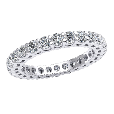 Pre-owned Jewelwesell 18k Gold Classic Open Gallery Prong Eternity Band Promise Ring 1.80ct Diamond