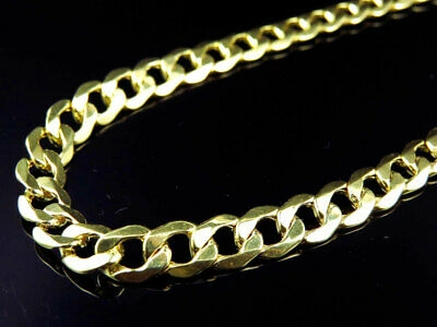 Pre-owned Jewelry Unlimited Mens Hollow 10k Yellow Gold 7.5 Mm Cuban Curb Link Chain Necklace 24-34 Inches