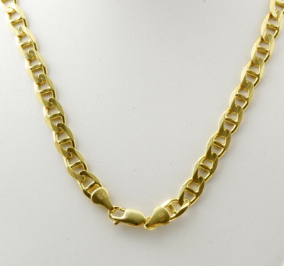 Pre-owned Gd Diamond 5.95mm 24" 36.00gm 14k Gold Yellow Men's Mariner Concave Link Chain Necklace
