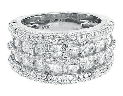 Pre-owned Jewelry Unlimited 14k White Gold Mens Ladies Round Diamond 12mm Fashion Cocktail Band Ring 2.71 Ct