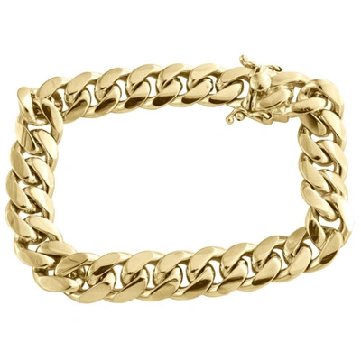 Pre-owned Jfl Diamonds & Timepieces 10k Yellow Gold 10.75mm Super Solid Miami Cuban Link Bracelet Box Clasp 8-9 Inch