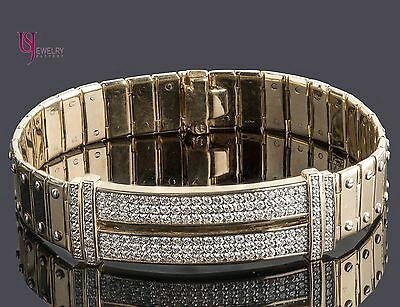 Pre-owned Atr Jewelry 2.90 Tcw Men's Id Screw Link Diamond Bracelet 14k Yellow Gold Handmade 54 8''