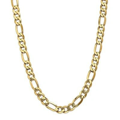 Pre-owned Superdealsforeverything Real 14kt Yellow Gold 24 Inch 10mm Flat Figaro With Lobster Clasp Chain; 24 Inch
