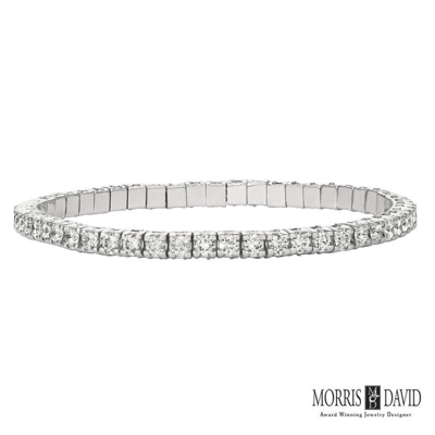 Pre-owned Morris 3.00 Carat Natural Diamond Stretch Bracelet G-h Si 14k White Gold
