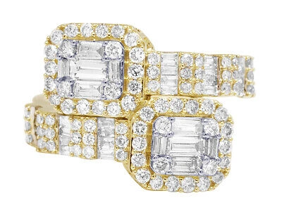 Pre-owned Jewelry Unlimited 10k Yellow Gold Baguette 1.75ct Real Diamond Ring 4mm