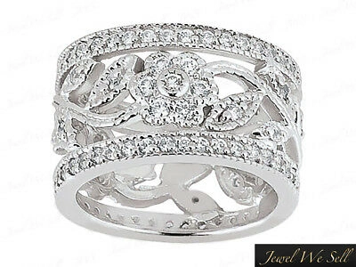 Pre-owned Jewelwesell Genuine 1.45ct Round Diamond Wide Flower Eternity Band Ring 10k Gold Gh I1 Prong