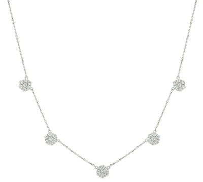 Pre-owned Morris & David 2.00 Carat All Natural Diamond Cluster Flower Necklace Si 14k White Gold