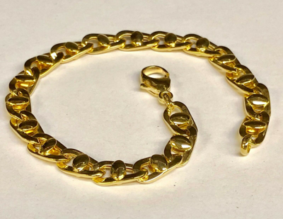 Pre-owned R C I 14k Yellow Gold Mens Fancy Puffed Anchor Mariner 8.5" Link Bracelet 5 Mm 10 Grm In No Stone