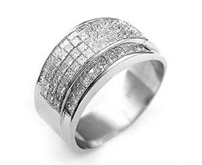 Pre-owned Gd Diamond 3.75 Ct Men's Princess Natural Diamond Wedding Band Ring Platinum F-g Vs1-vs2 In White