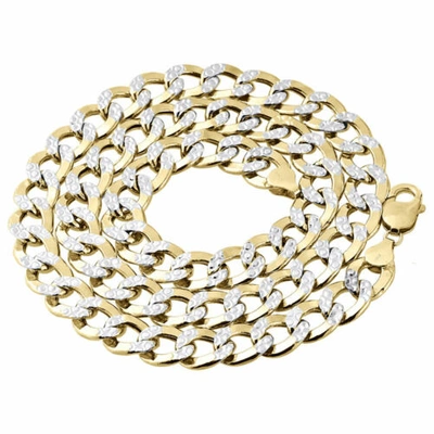 Pre-owned Jfl Diamonds & Timepieces Mens 10k Yellow Gold 11mm Diamond Cut Hollow Cuban Curb Necklace Chain 22-30"