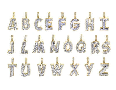 Pre-owned Jewelry Unlimited Baguette Diamond 3d Letter Initial Pendant Two Tone 10k Gold Unisex 3 3/4 Ct ... In G-h