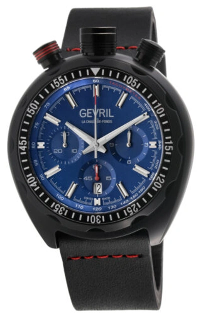 Pre-owned Gevril Men's 46202 Canal St Swiss Automatic Sellita Sw500 Chrono Leather Watch