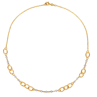 Pre-owned Morris & David 0.78 Carat Diamond Chain Style Necklace Si 14k Yellow Gold 16'' In White
