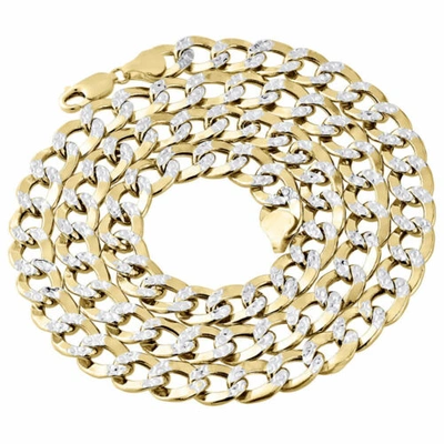 Pre-owned Jfl Diamonds & Timepieces Mens 10k Yellow Gold 9.50mm Diamond Cut Hollow Cuban Curb Necklace Chain 22-30"