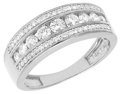 Pre-owned Jewelry Unlimited 14k White Gold Real Diamond Men's Channel Band Ring 1.1ct 8mm In H-i